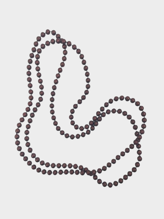 Long brown metallic bead necklace