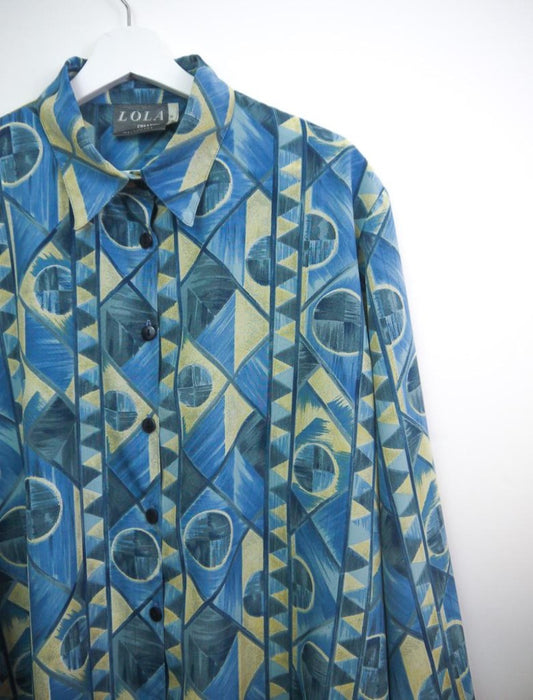 Geometric print button down shirt