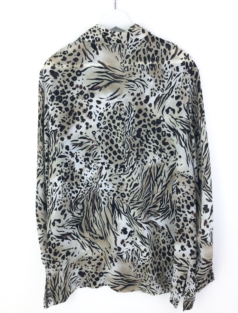 Leopard animal print ruffle button down shirt