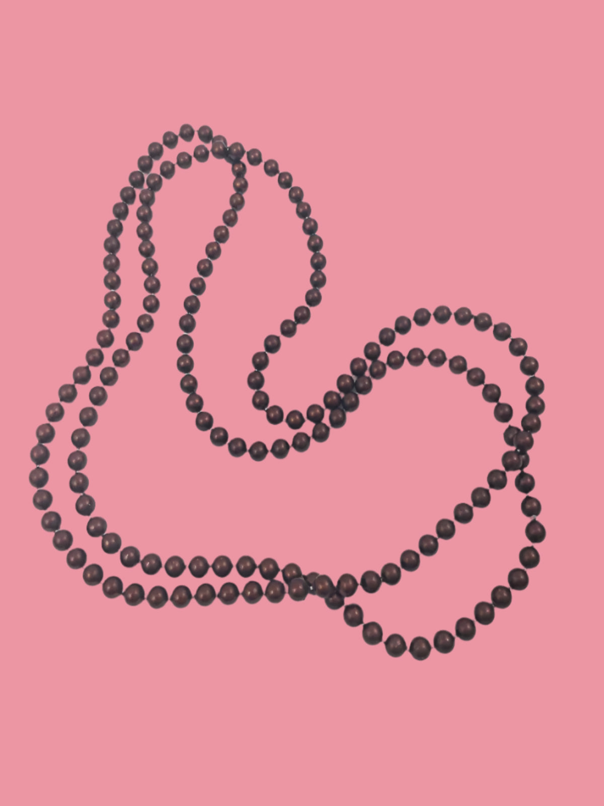 Long brown metallic bead necklace