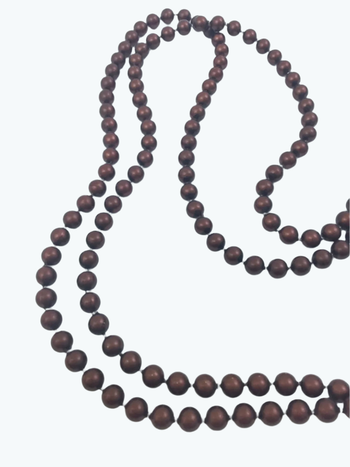 Long brown metallic bead necklace