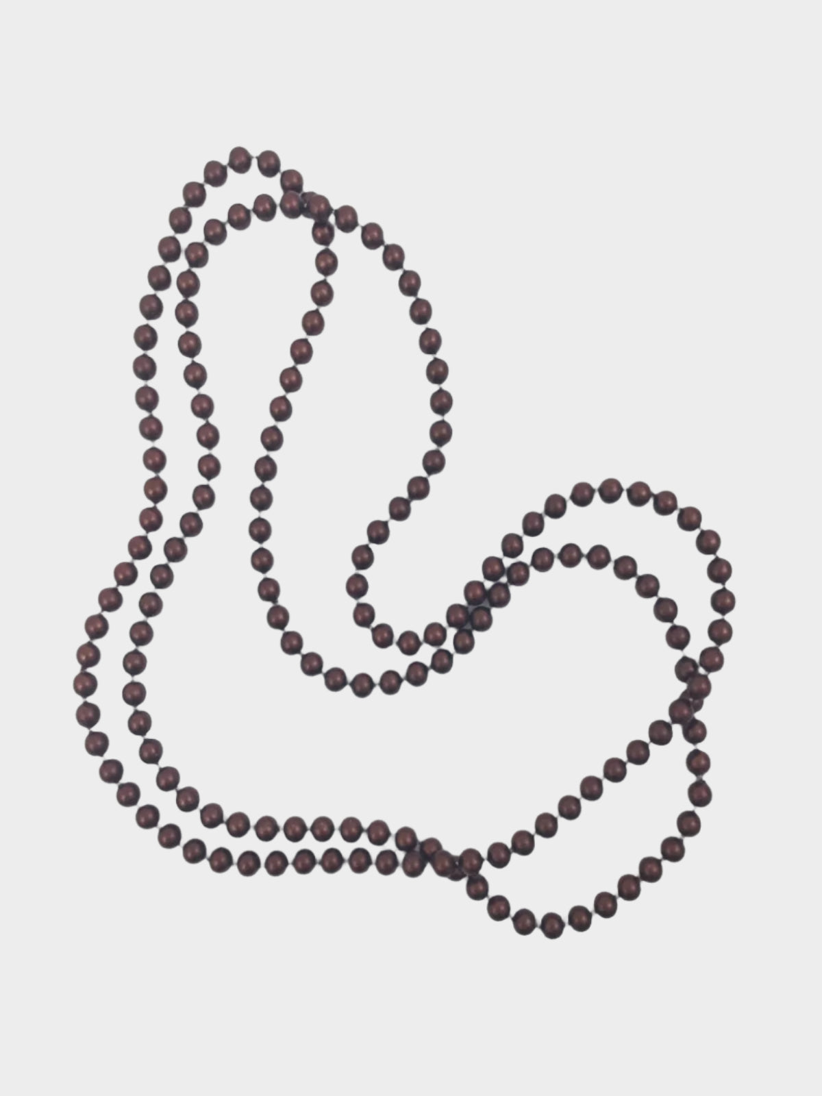 Long brown metallic bead necklace
