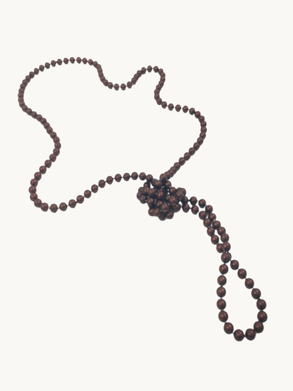 Long brown metallic bead necklace