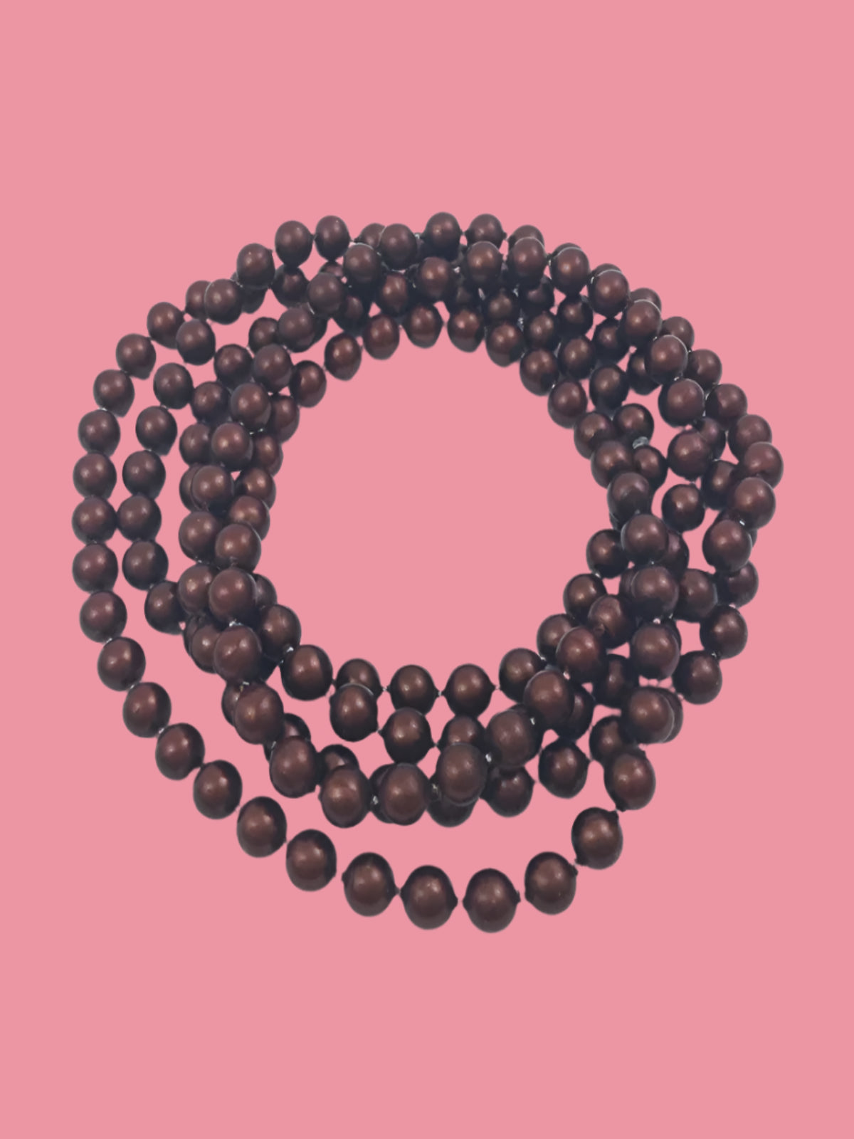 Long brown metallic bead necklace