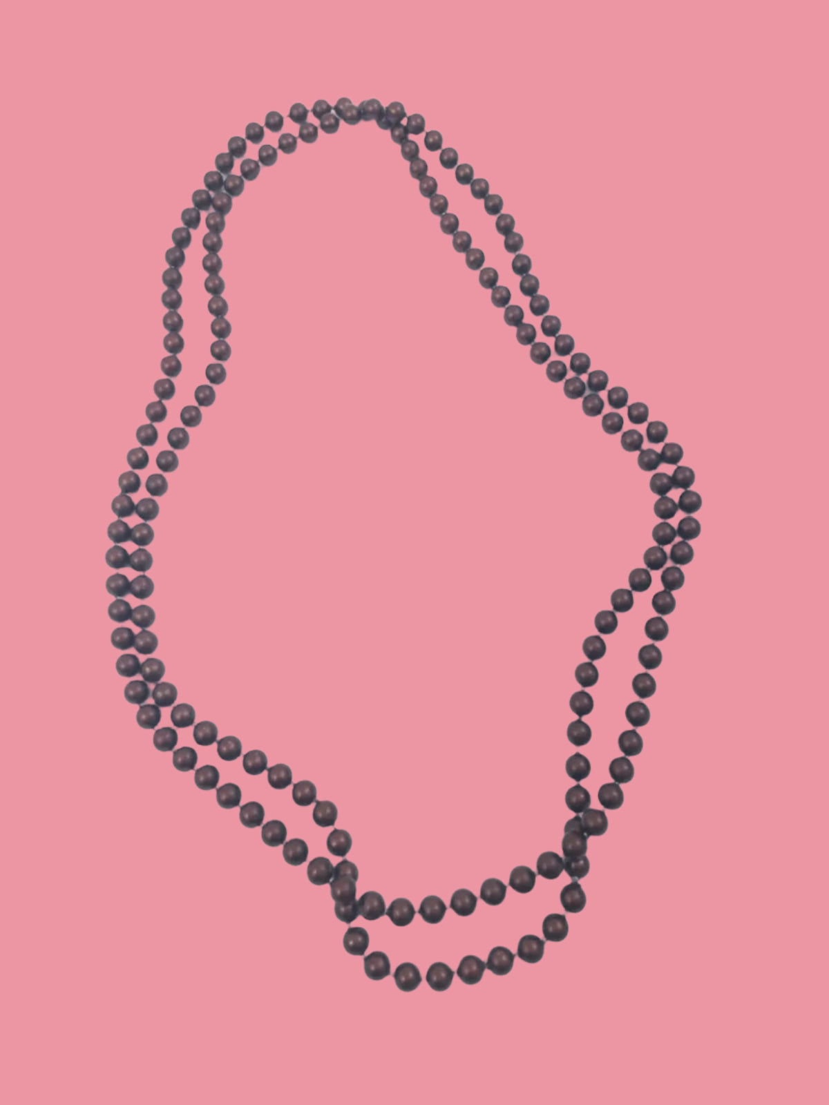 Long brown metallic bead necklace