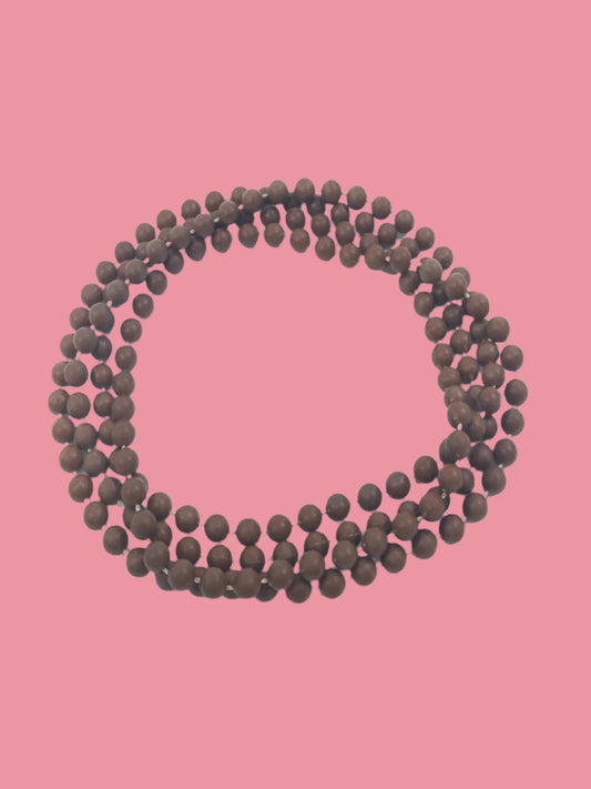 Long brown beaded necklace