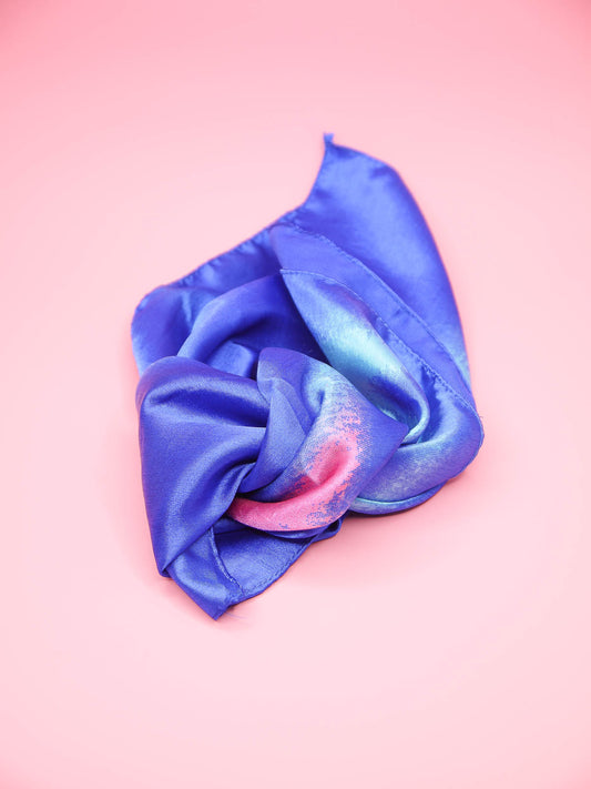 Abstract print lightweight scarf in blue and pink