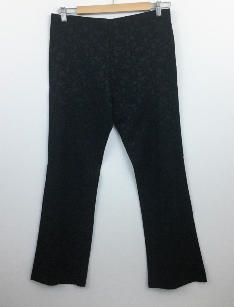 Black straight leg damask stretch pants