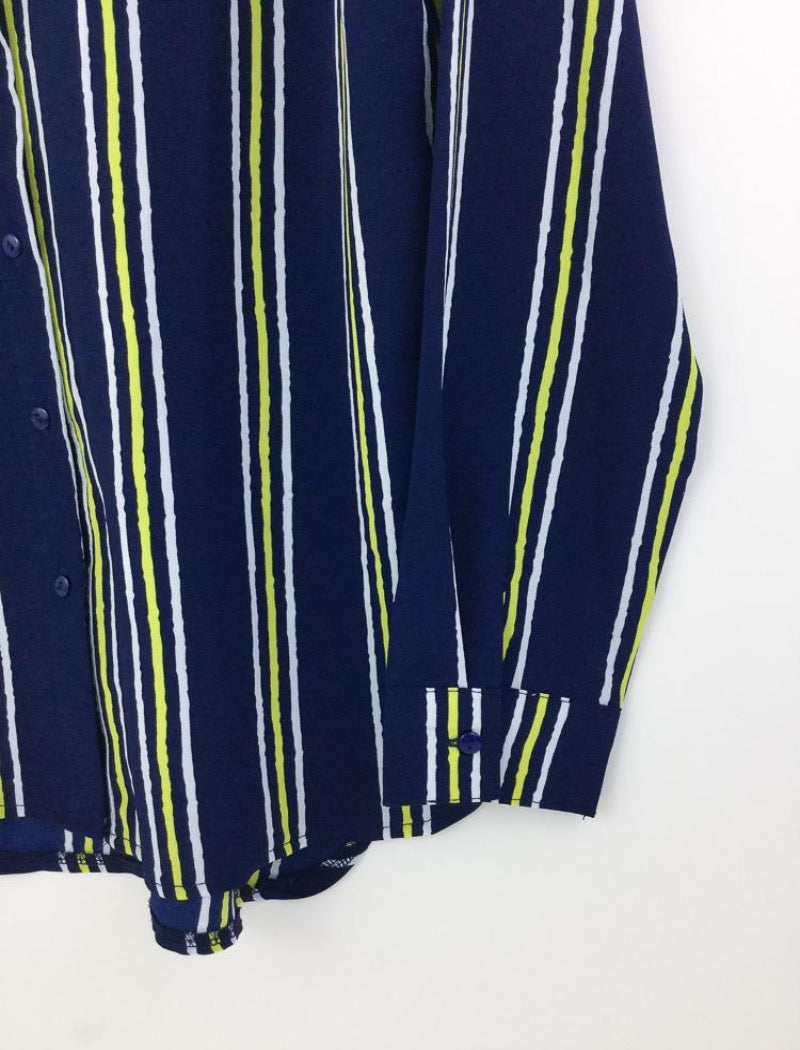 Navy striped long sleeve shirt