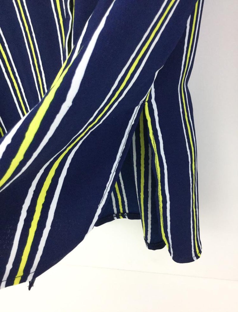 navy stripe off the shoulder button fashion crop tied extra long sleeve... s main image 1