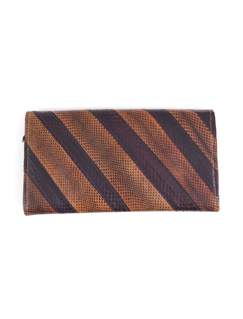 Brown faux snakeskin striped purse