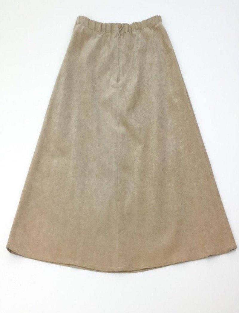 A-line midi faux suede skirt