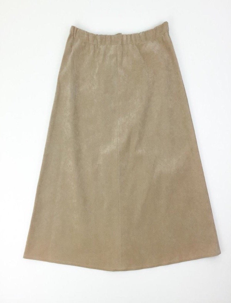 A-line midi faux suede skirt