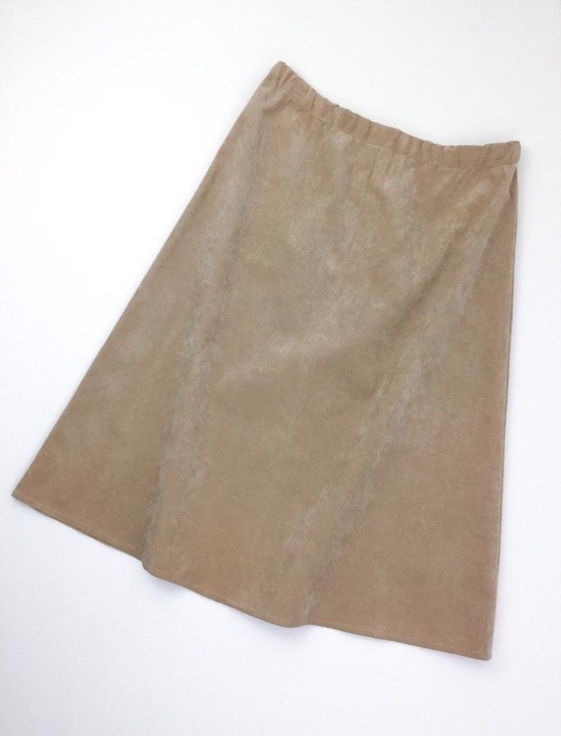 A-line midi faux suede skirt