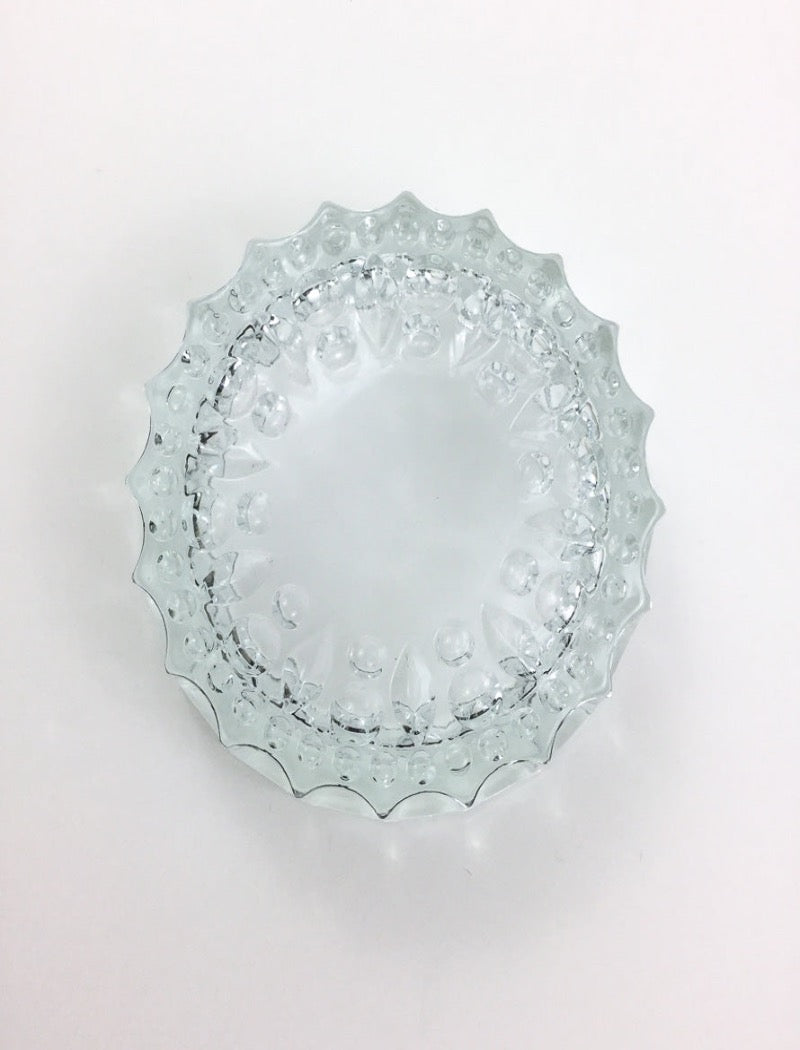 Vintage 80's clear glass decorative ashtray  