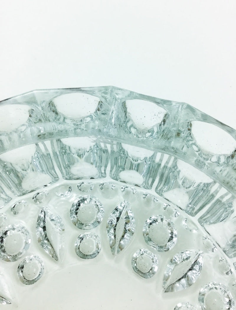 Vintage 80's clear glass decorative ashtray 