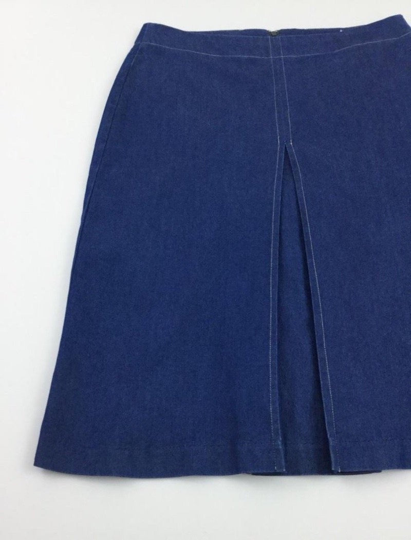 Denim front slit skirt