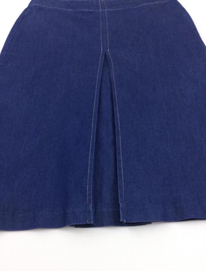 Denim front slit skirt