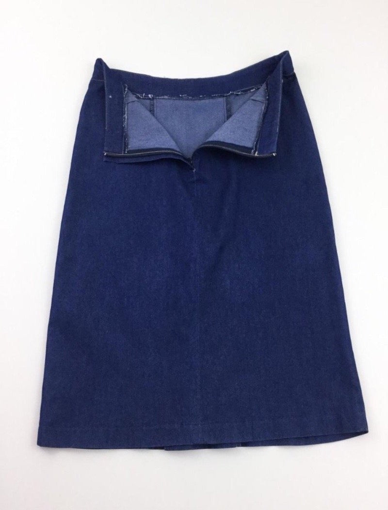 Denim front slit skirt