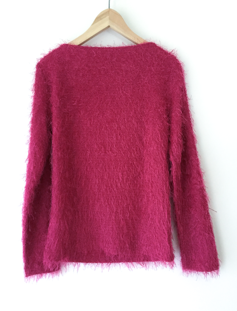 Hot pink textured long sleeve top