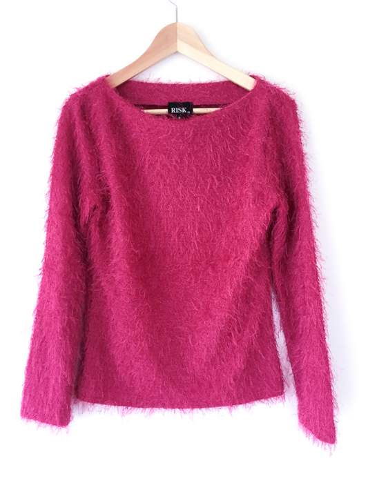 Hot pink textured long sleeve top