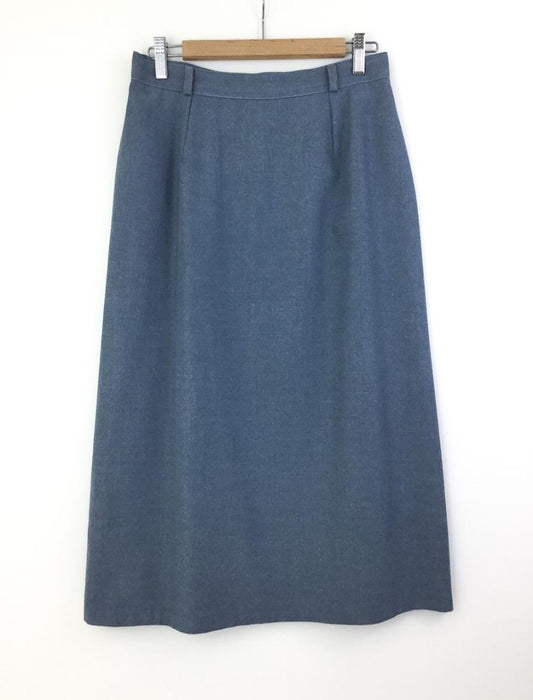 Blue grey lightweight straight midi skirt with belt loops