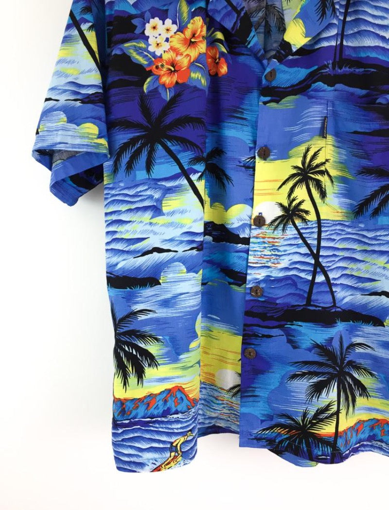 Men's short sleeve Hawaiian print shirt