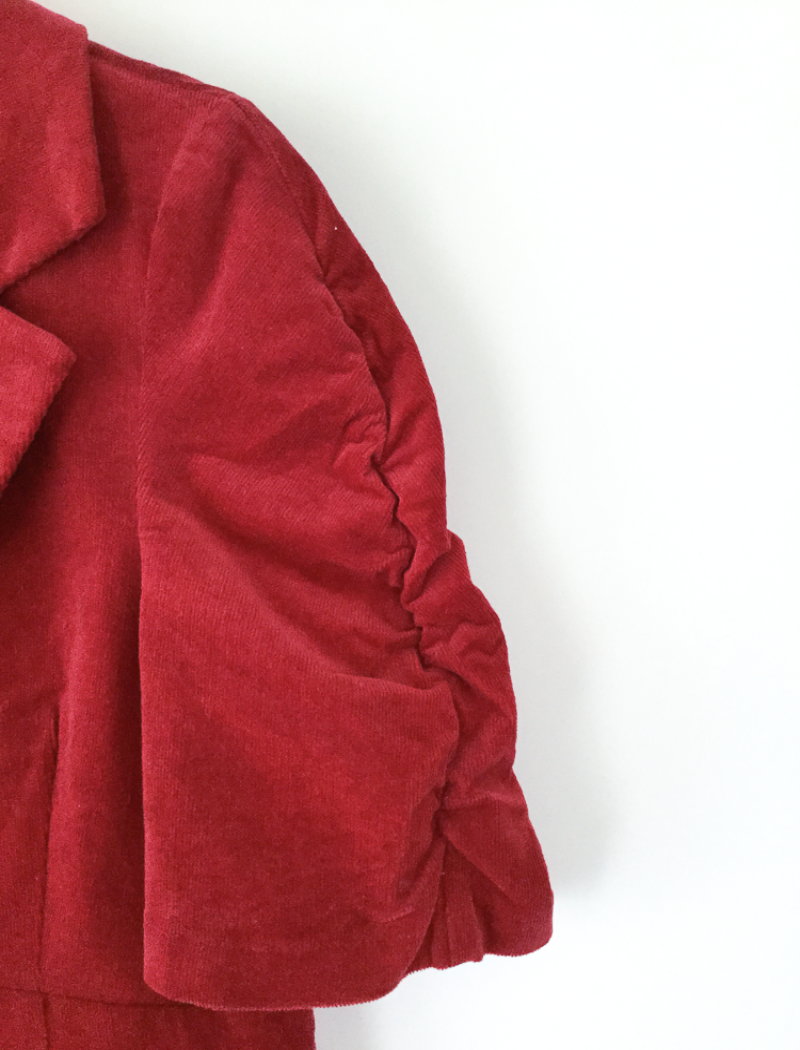 Red corduroy short sleeve jacket