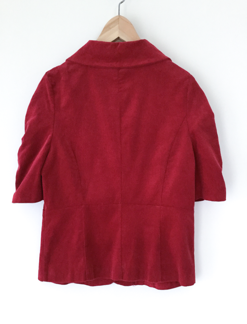 Red corduroy short sleeve jacket