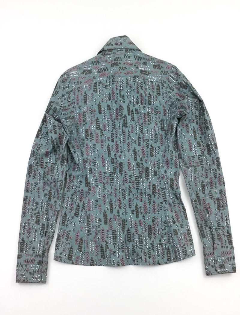 Sage printed button down shirt