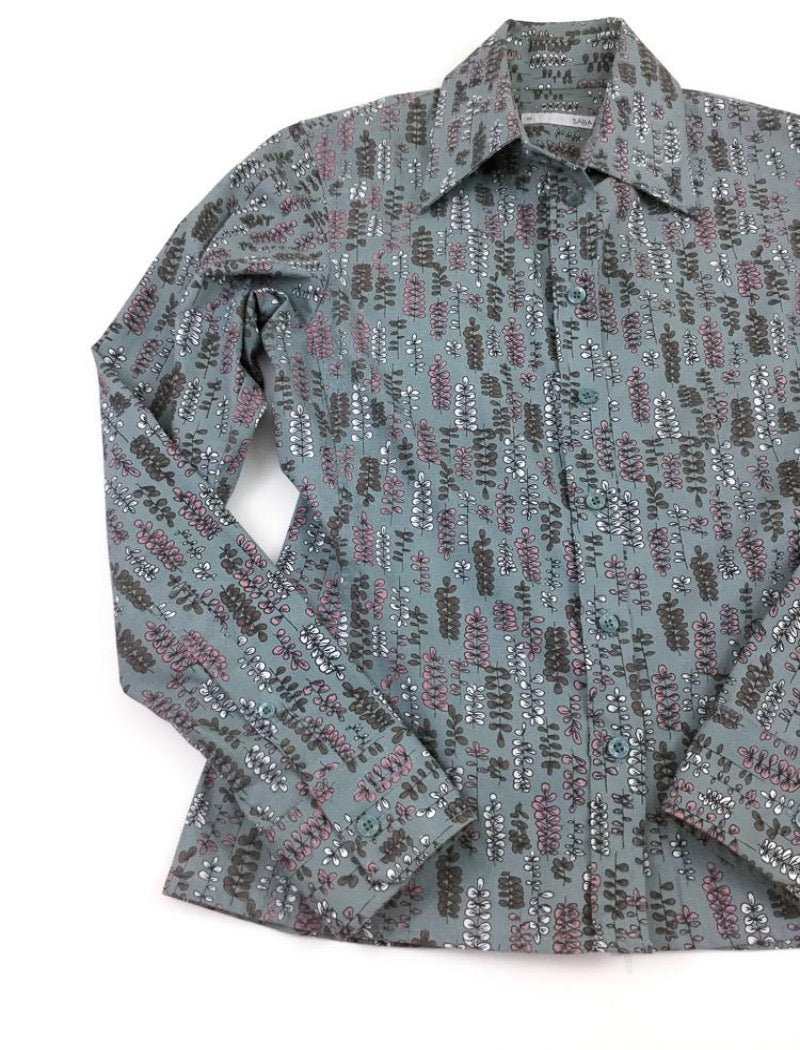 Sage printed button down shirt