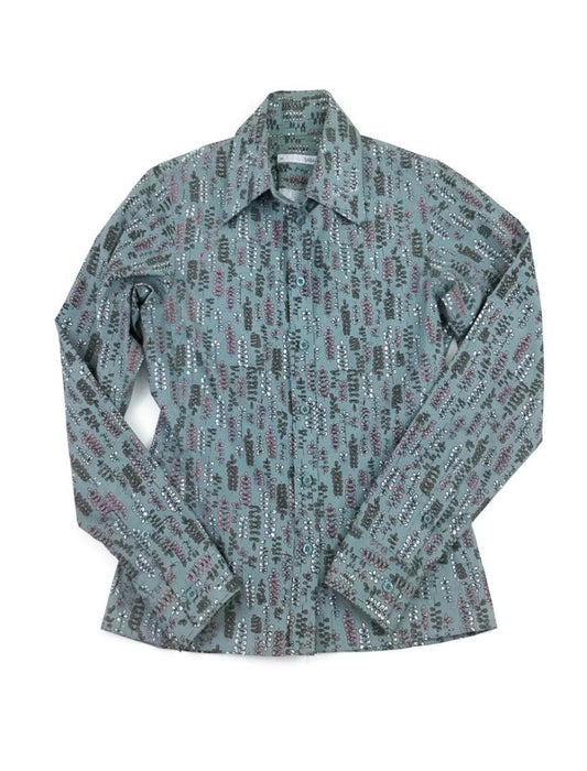 Sage printed button down shirt