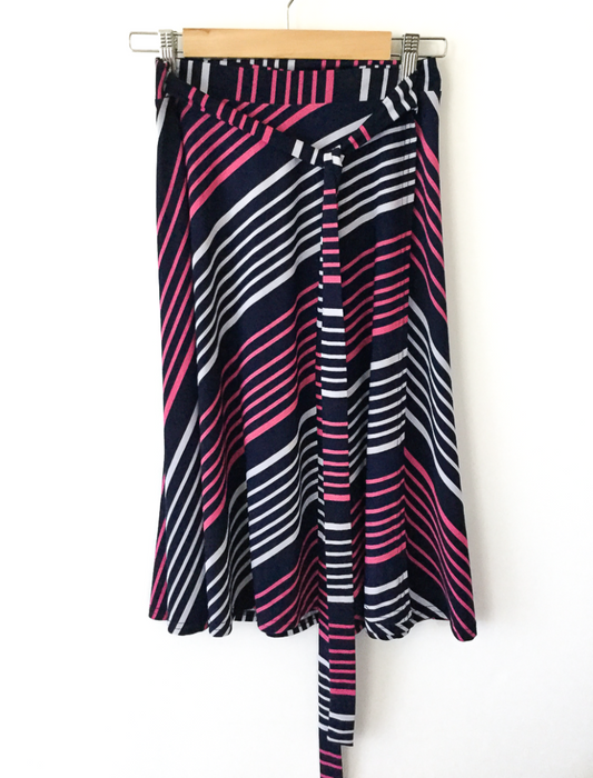 striped midi wrap around skirt