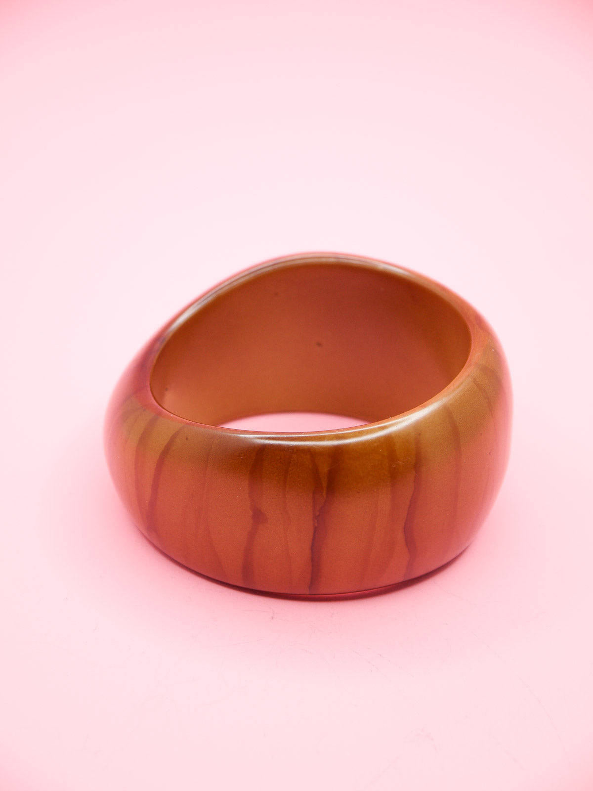 Wood grain chunky brown resin statement bangle